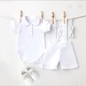 Linen White Overall outfit with Booties